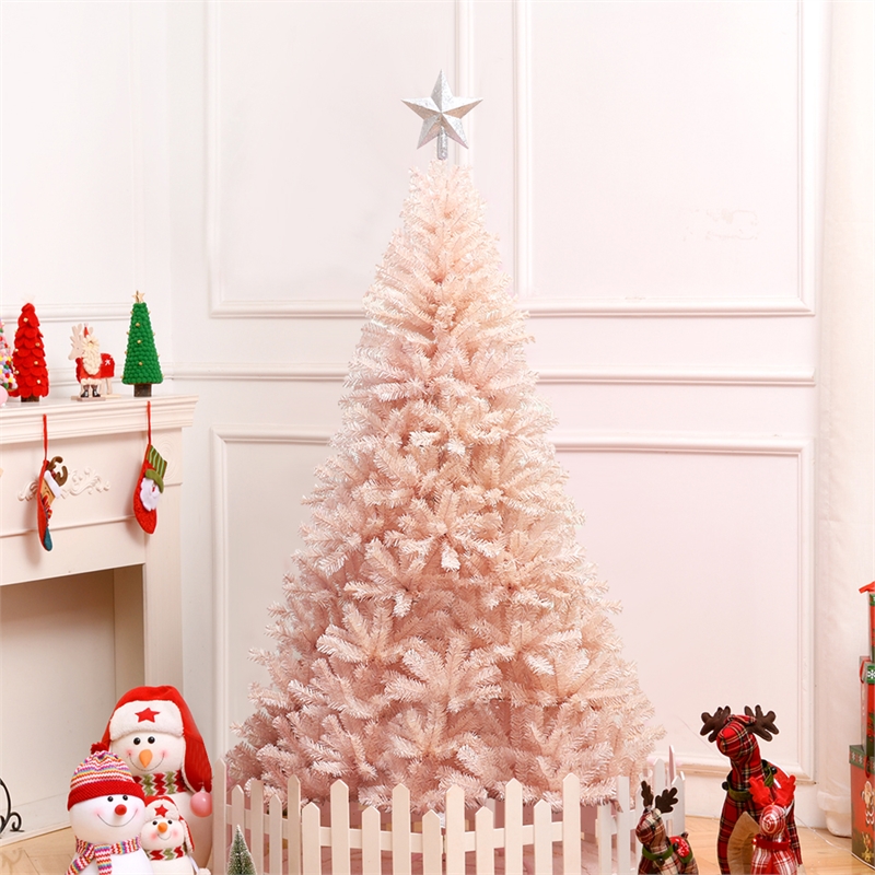 Pemberly Row 6ft Christmas Tree Hinged Full Fir Tree Metal Metal Season Pink