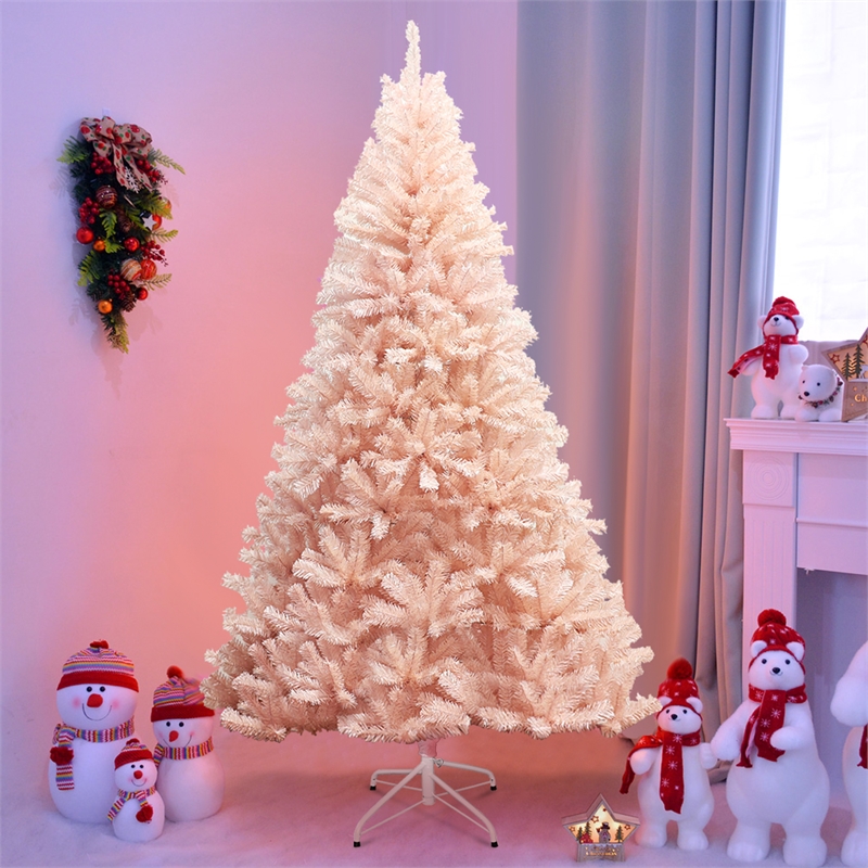 Pemberly Row 6ft Christmas Tree Hinged Full Fir Tree Metal Metal Season Pink