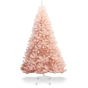 Pemberly Row 6ft Christmas Tree Hinged Full Fir Tree Metal Metal Season Pink