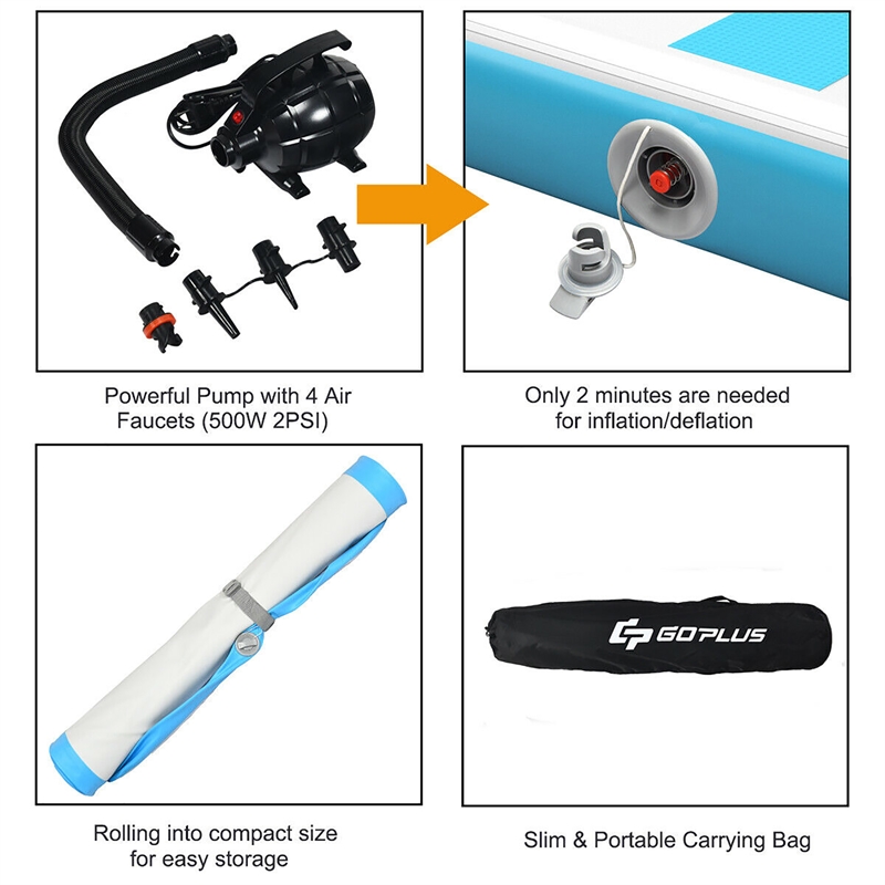 Pemberly Row 10FT Air Track Inflatable Gymnastics Tumbling Mat w/ Pump Navy