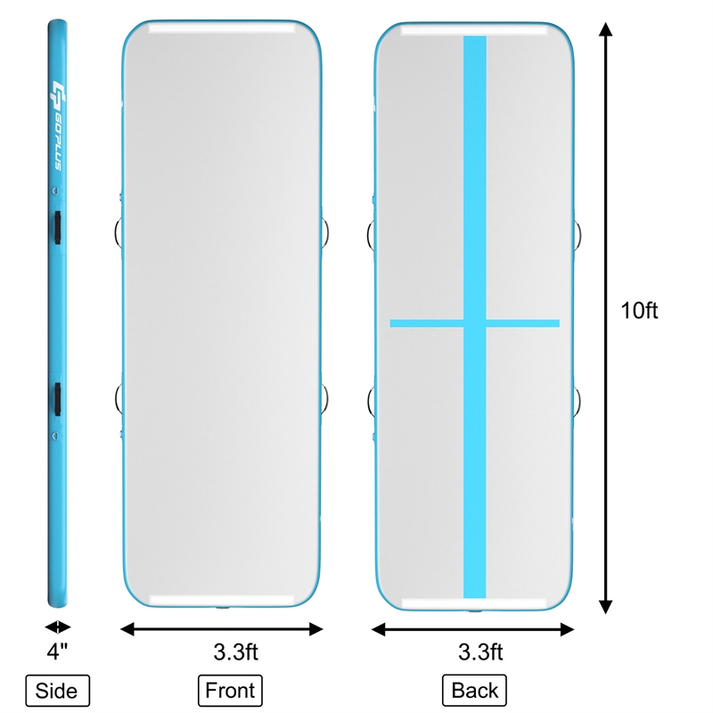 Pemberly Row 10FT Air Track Inflatable Gymnastics Tumbling Mat w/ Pump Navy