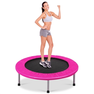 Pemberly Row Rebounder Trampoline Adults & Kids Exercise Workout w/Padding Pink
