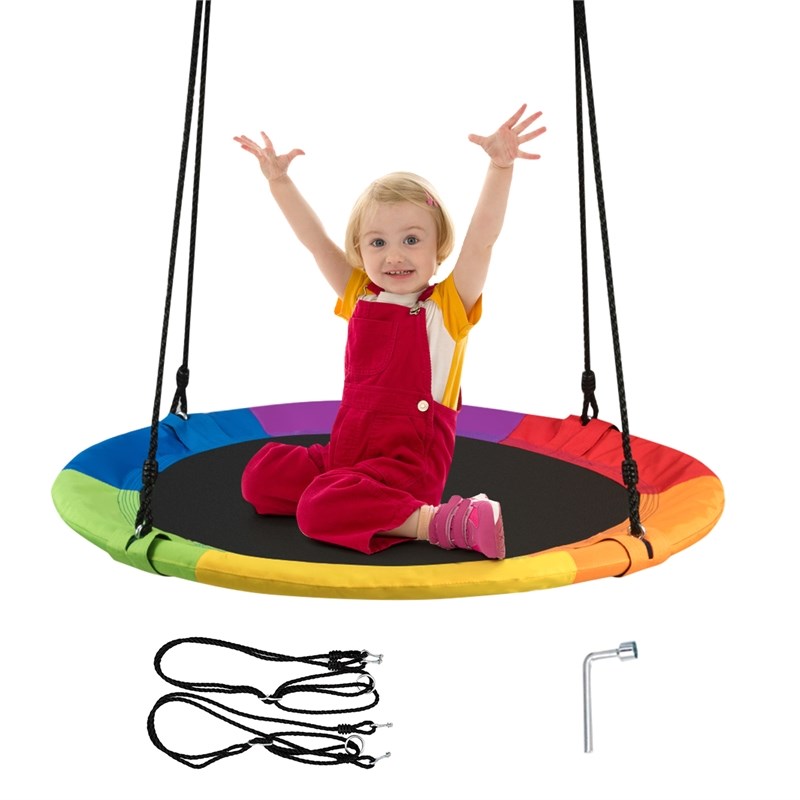 Pemberly Row 40'' Flying Tree Swing Indoor Outdoor Play Set Colorful Fabric