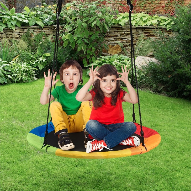 Pemberly Row 40'' Flying Tree Swing Indoor Outdoor Play Set Colorful Fabric