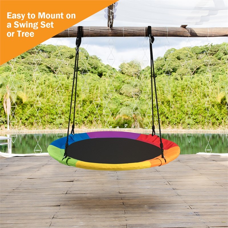 Pemberly Row 40'' Flying Tree Swing Indoor Outdoor Play Set Colorful Fabric