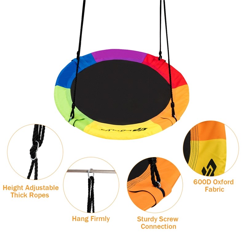 Pemberly Row 40'' Flying Tree Swing Indoor Outdoor Play Set Colorful Fabric