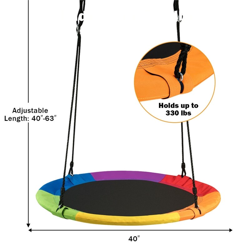 Pemberly Row 40'' Flying Tree Swing Indoor Outdoor Play Set Colorful Fabric
