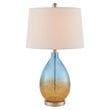 Pemberly Row Contemporary Glass and Fabric Table Lamps in Blue (Set of 2)