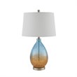 Pemberly Row Contemporary Glass and Fabric Table Lamps in Blue (Set of 2)