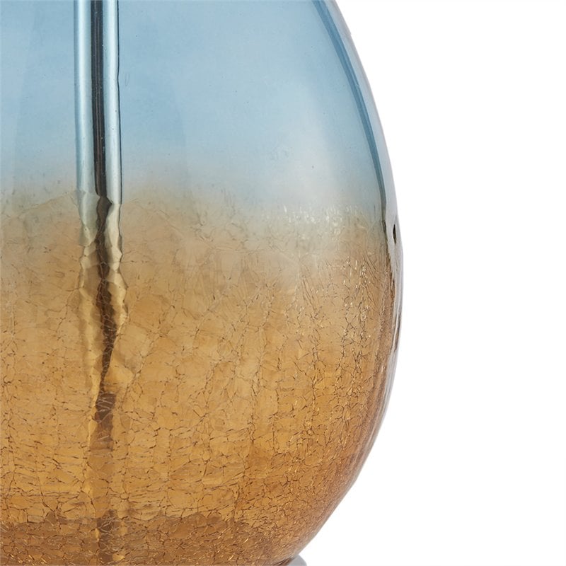 Pemberly Row Contemporary Glass and Fabric Table Lamps in Blue (Set of 2)