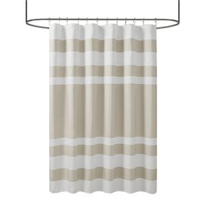 Pemberly Row Traditional Polyester Fabric Spa Waffle Shower Curtain in Brown