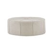 Pemberly Row Contemporary Oval Fabric and Solid Wood Ottoman in Cream
