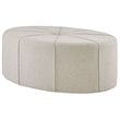 Pemberly Row Contemporary Oval Fabric and Solid Wood Ottoman in Cream