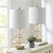 Pemberly Row Contemporary Glass and Fabric Table Lamps in Gold (Set of 2)
