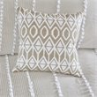 Pemberly Row Square Faux Linen Cotton Embroidered Pillow in Brown