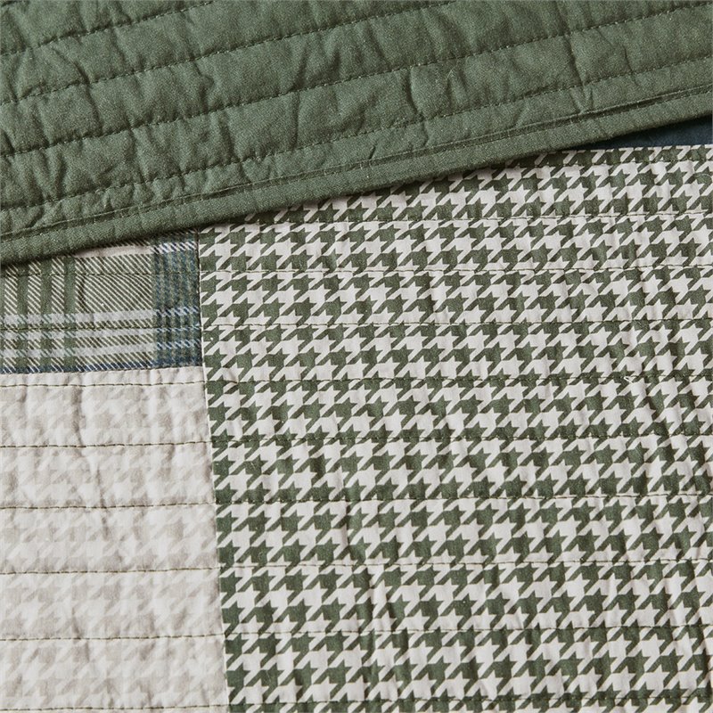 Pemberly Row 3-Pc Farmhouse 100 Percent Cotton Mill Creek Quilt Mini Set - Green