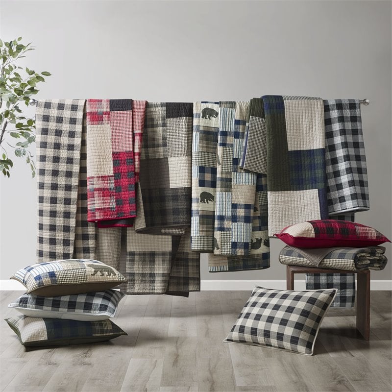 Pemberly Row 3-Pc Farmhouse 100 Percent Cotton Mill Creek Quilt Mini Set - Green