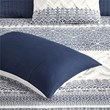 Pemberly Row 3-Piece Farmhouse Cotton Printed Comforter Set w/ Chenille in Navy