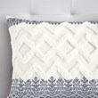 Pemberly Row 3-Piece Farmhouse Cotton Printed Comforter Set w/ Chenille in Navy