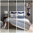 Pemberly Row 3-Piece Farmhouse Cotton Printed Comforter Set w/ Chenille in Navy