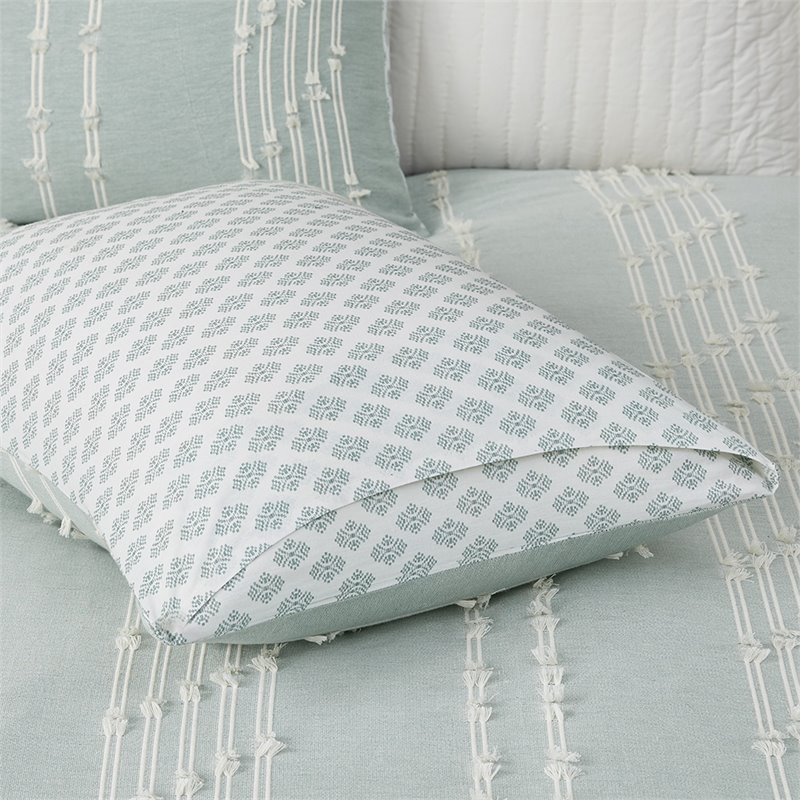 Pemberly Row 3-Piece Modern 100 Percent Cotton Jacquard Comforter Set in Blue