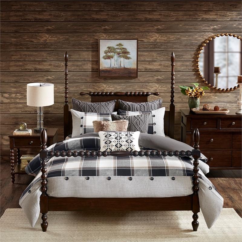 Pemberly Row 9-Piece Cotton Urban Cabin Comforter Set in Brown
