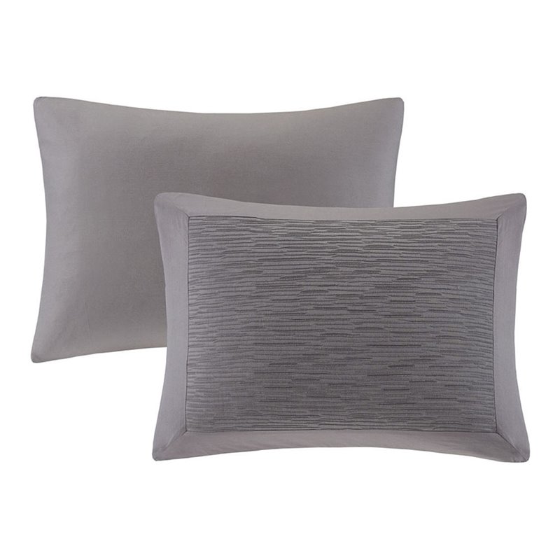 Pemberly Row 3-Piece Polyester Yarn Dyed Full/Queen Duvet Cover Set in Gray