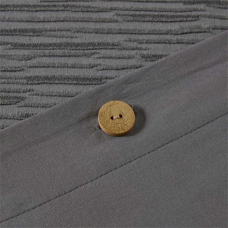 Pemberly Row 3-Piece Polyester Yarn Dyed Full/Queen Duvet Cover Set in Gray