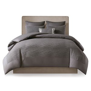 Pemberly Row 3-Piece Polyester Yarn Dyed Full/Queen Duvet Cover Set in Gray
