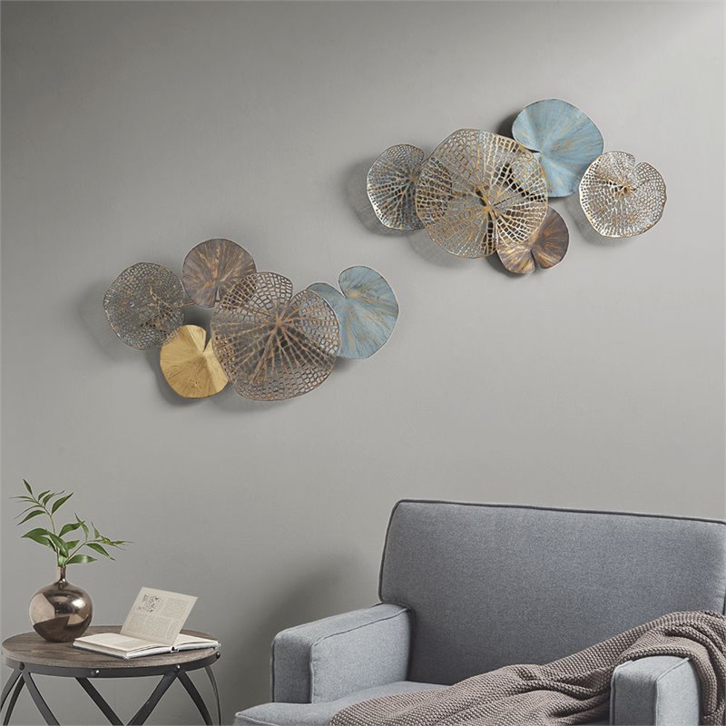 Pemberly Row Transitional Metal Wall Decor in Multi-Color (Set of 2)