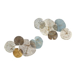 Pemberly Row Transitional Metal Wall Decor in Multi-Color (Set of 2)