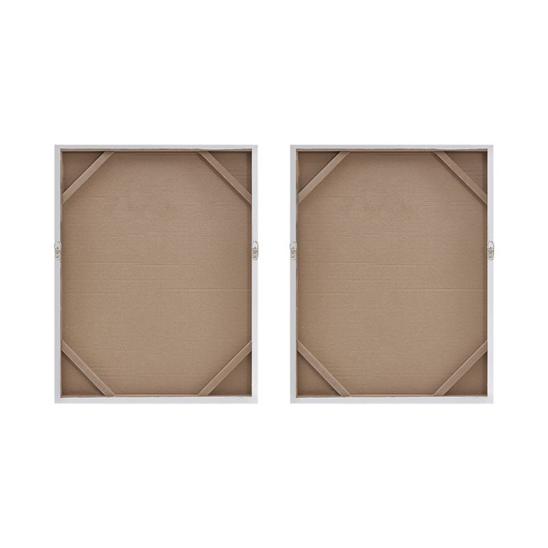 Pemberly Row Wood Glimmer Hand Embellished Canvas Set in Silver (Set of 2)