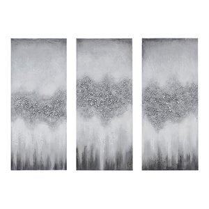 Pemberly Row 3-Piece MDF Wood Luminous Hand Painted Canvas Set in Gray