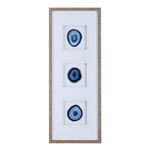 Pemberly Row Modern Real Stone Framed Graphic (4&quot Agate) in Blue Finish