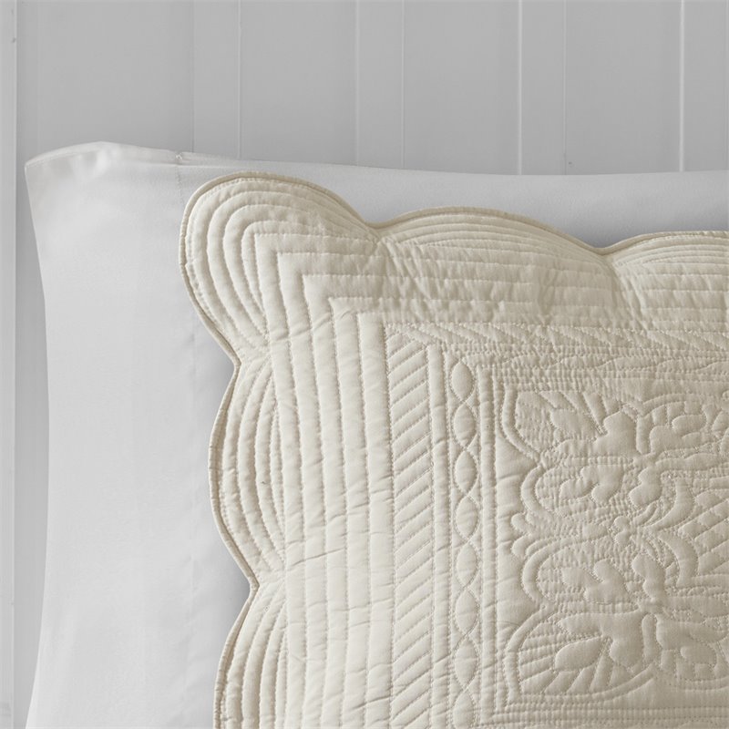Pemberly Row 3-Piece Polyester Microfiber Coverlet Set in Cream
