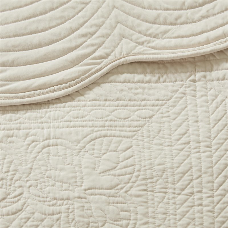 Pemberly Row 3-Piece Polyester Microfiber Coverlet Set in Cream