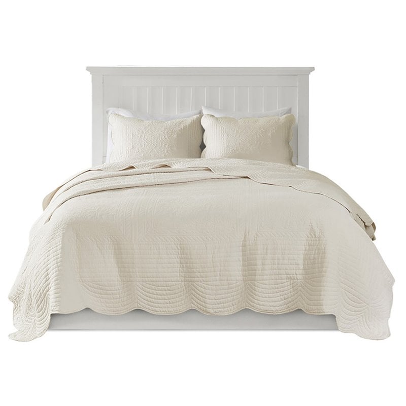 Pemberly Row 3-Piece Polyester Microfiber Coverlet Set in Cream