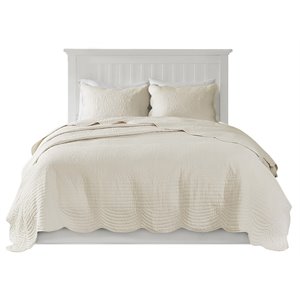 Pemberly Row 3-Piece Polyester Microfiber Coverlet Set in Cream