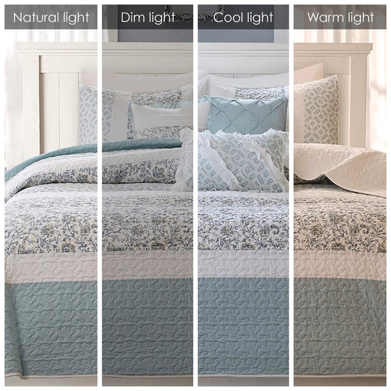 Pemberly Row 6-Piece Cotton Percale Printed Coverlet Set in Blue