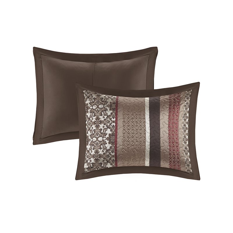 Pemberly Row 5-Piece Polyester Cotton Faux Silk Bedspread Set - Brown