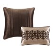 Pemberly Row 5-Piece Polyester Cotton Faux Silk Bedspread Set in Brown
