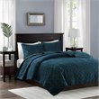 Pemberly Row 3-Piece Contemporary Polyester Velvet Coverlet Set in Blue