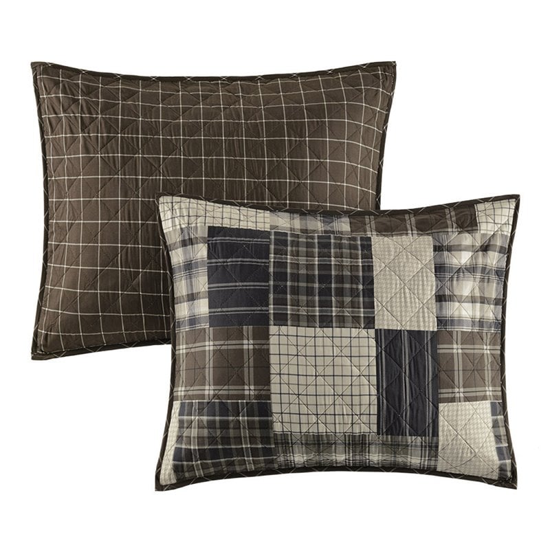 Pemberly Row 3-Piece Polyester Printed Reversible Coverlet Set in Brown