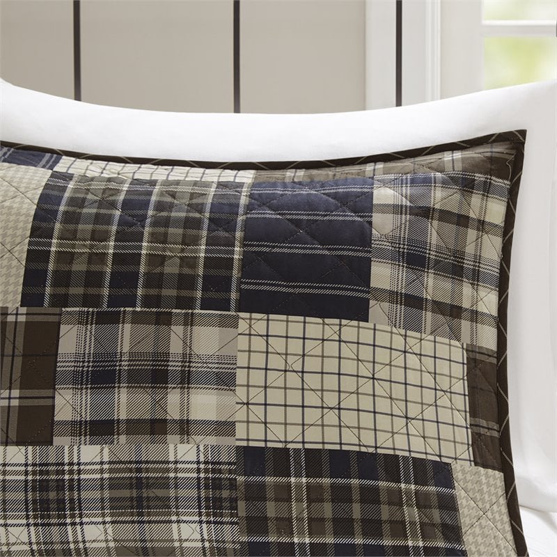 Pemberly Row 3-Piece Polyester Printed Reversible Coverlet Set in Brown