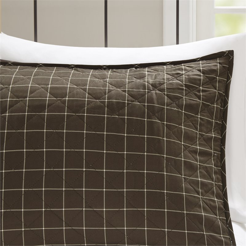 Pemberly Row 3-Piece Polyester Printed Reversible Coverlet Set in Brown