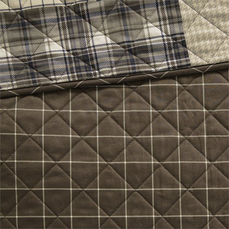 Pemberly Row 3-Piece Polyester Printed Reversible Coverlet Set in Brown