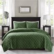 Pemberly Row 3-Piece Polyester Faux Velvet Coverlet Set in Green