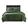 Pemberly Row 3-Piece Polyester Faux Velvet Coverlet Set in Green