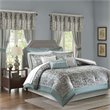 Pemberly Row Contemporary 24-Piece Polyester Comforter Set in Blue