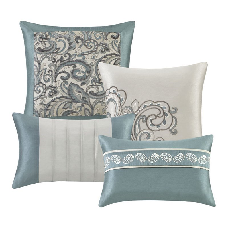 Pemberly Row Contemporary 24-Piece Polyester Comforter Set in Blue